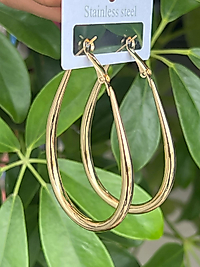 Damla model gold renk çelik halka küpe