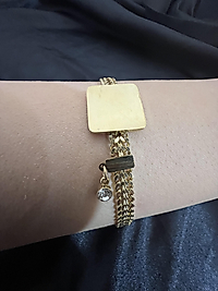 Kare model gold renk çelik bileklik