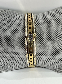 Taşlı gold renk çelik kelepçe