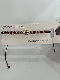 Yonca detay bordo boncuklu bileklik