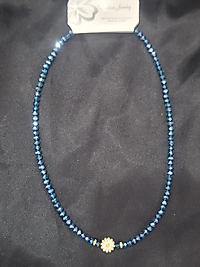 Mavi boncuklu papatya detay yaz kolyesi