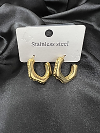 Halka model gold renk çelik küpe