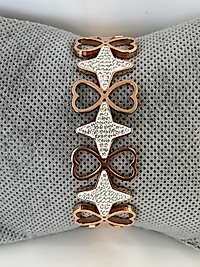 Rose gold taşlı çelik kelepçe