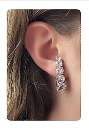 Gümüş üstü sıra taşlı vip özel tasarım abiye küpe