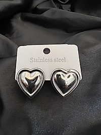 Kalp çelik gümüş küpe