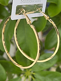 Gold renk çelik halka küpe