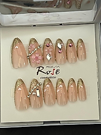 Gold sim frençli taşlı takma tırnak