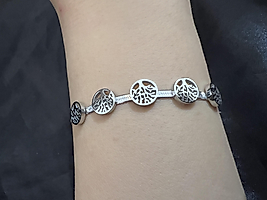 Hayat ağacı detay gümüş renk çelik bileklik