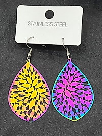 Yansımalı Yaprak model çelik küpe