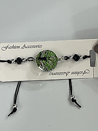 Ağaç detaylı siyah ipli bileklik