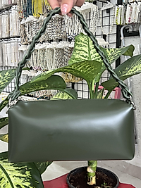 Askeri yeşil kolu örgü detay kadın kol çantası