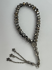 Gümüş grisi Çin kristali boncuklu tespih