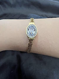 İçi taşlı gold renk çelik bileklik