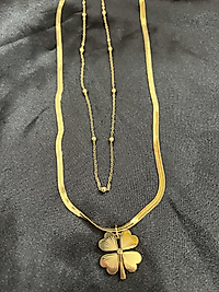 Yonca model gold renk çelik kolye