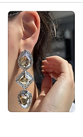 Gümüş üstü Kahverengi taşlar ile süslenmiş vip özel tasarım abiye küpe