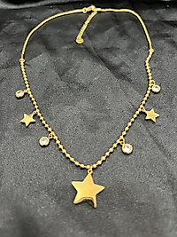 Yıldızlı Gold renk çelik kolye