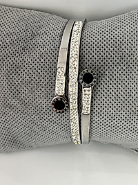 Gümüş renk taşlı çelik kelepçe