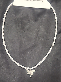 Yusufçuk model gri boncuk kolye