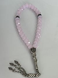 Açık pembe Çin kristalı tespih