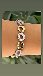 Gold ve gümüş renk taşlı xuping bileklik