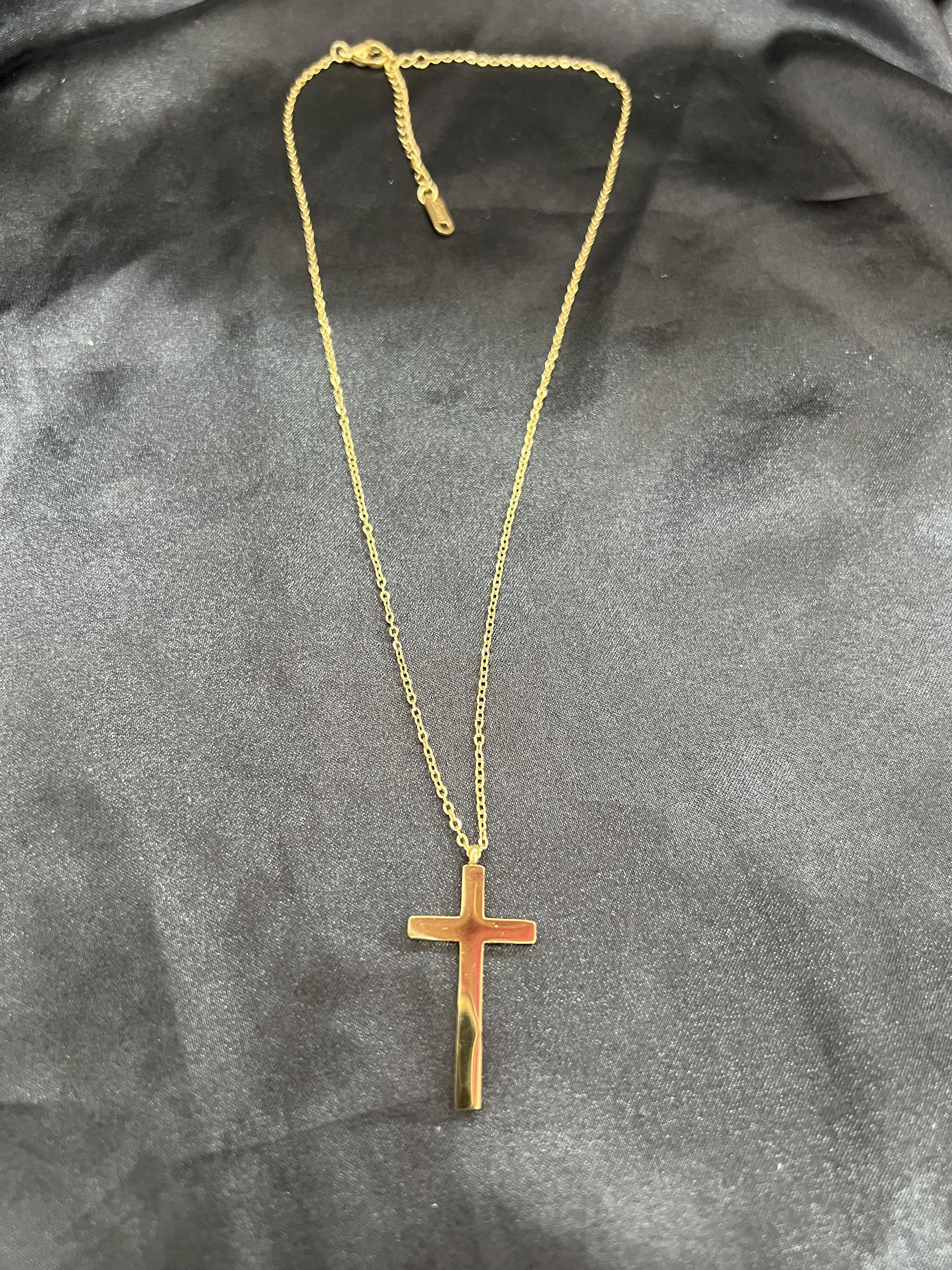 Haç model gold renk çelik kolye