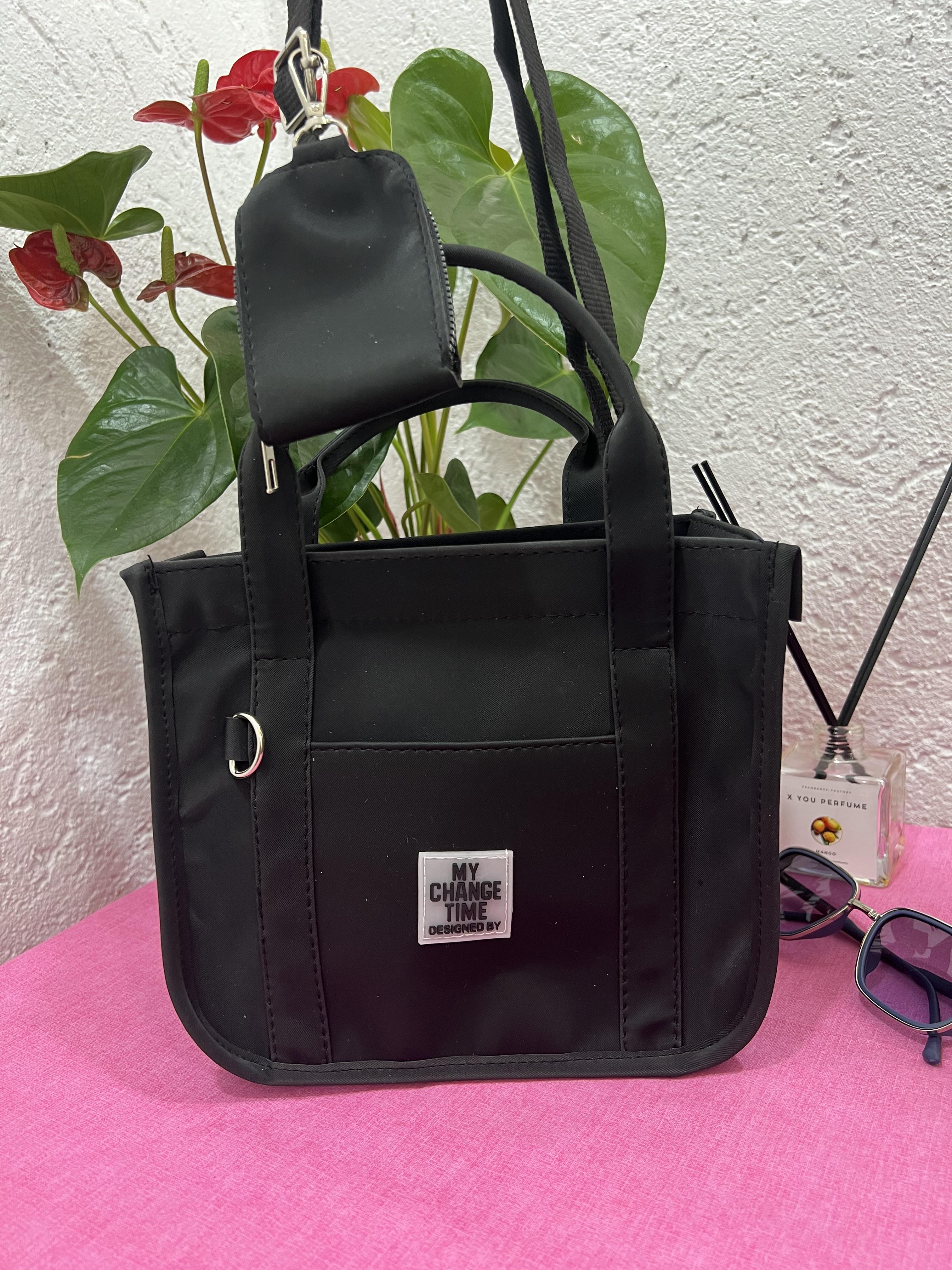 Siyah renk para cüzdanı detaylı spor kadın kol çantası