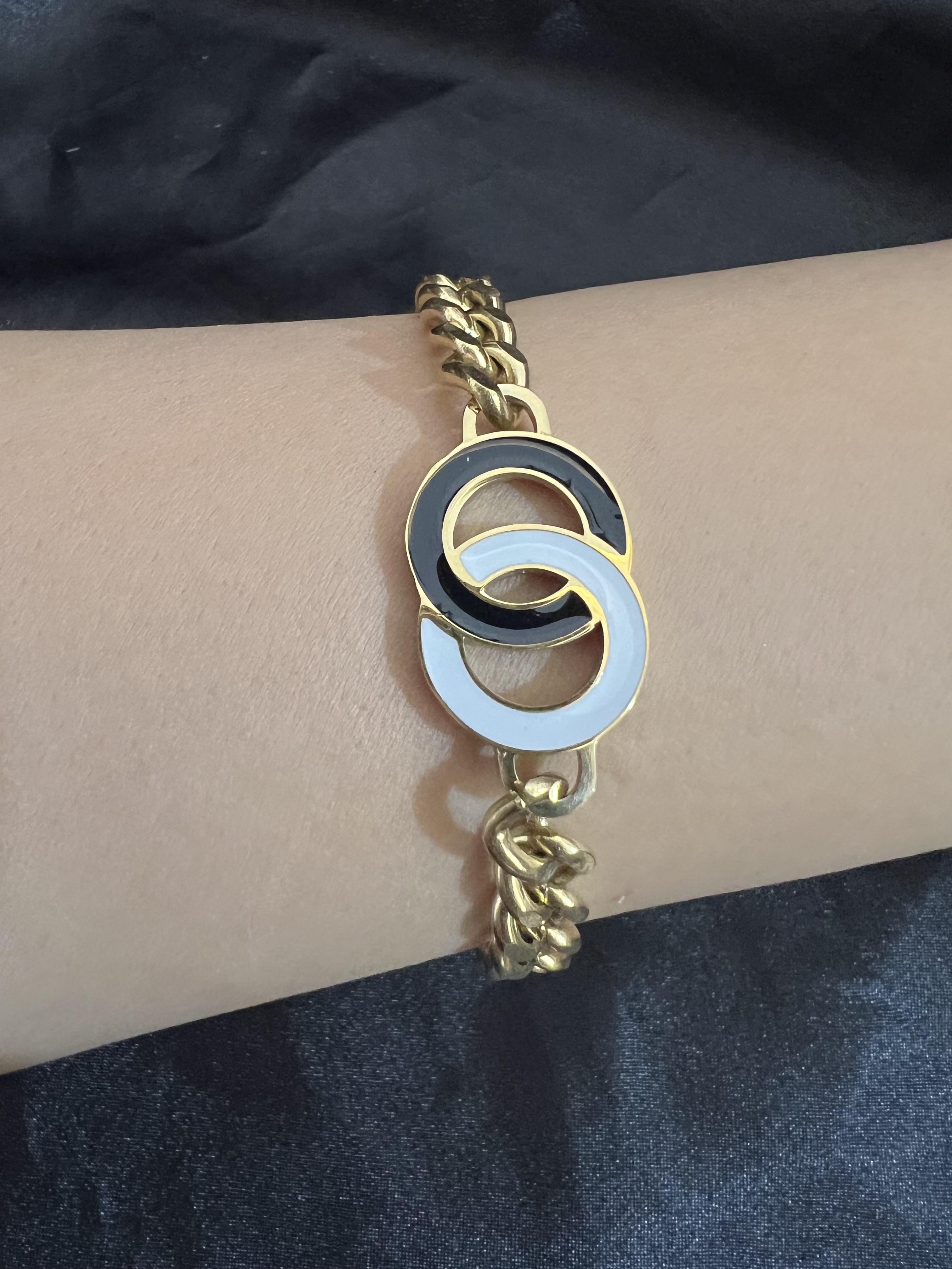 Çift halka model gold renk çelik bileklik