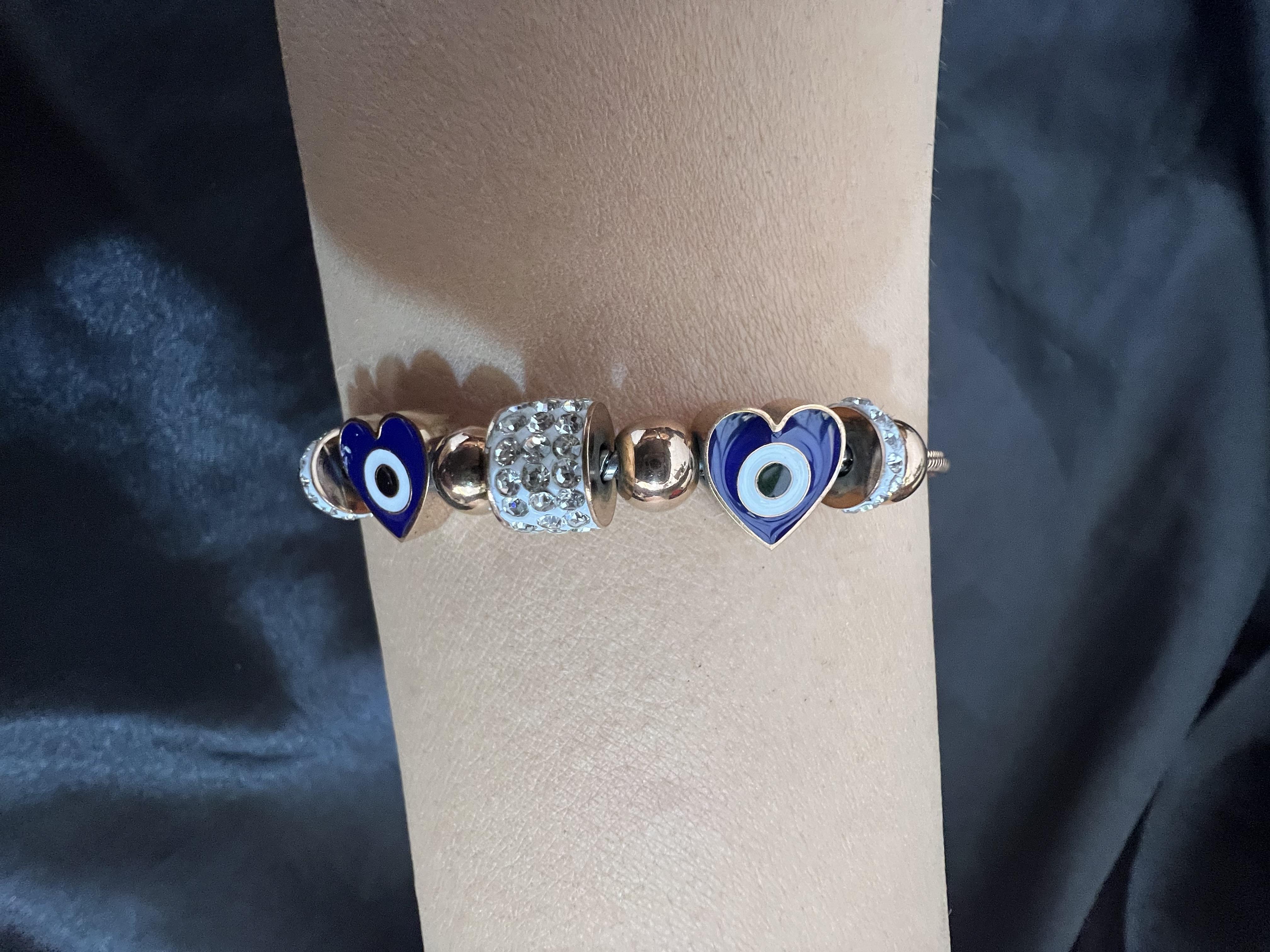 Nazarlı kalp model rose gold çelik bileklik