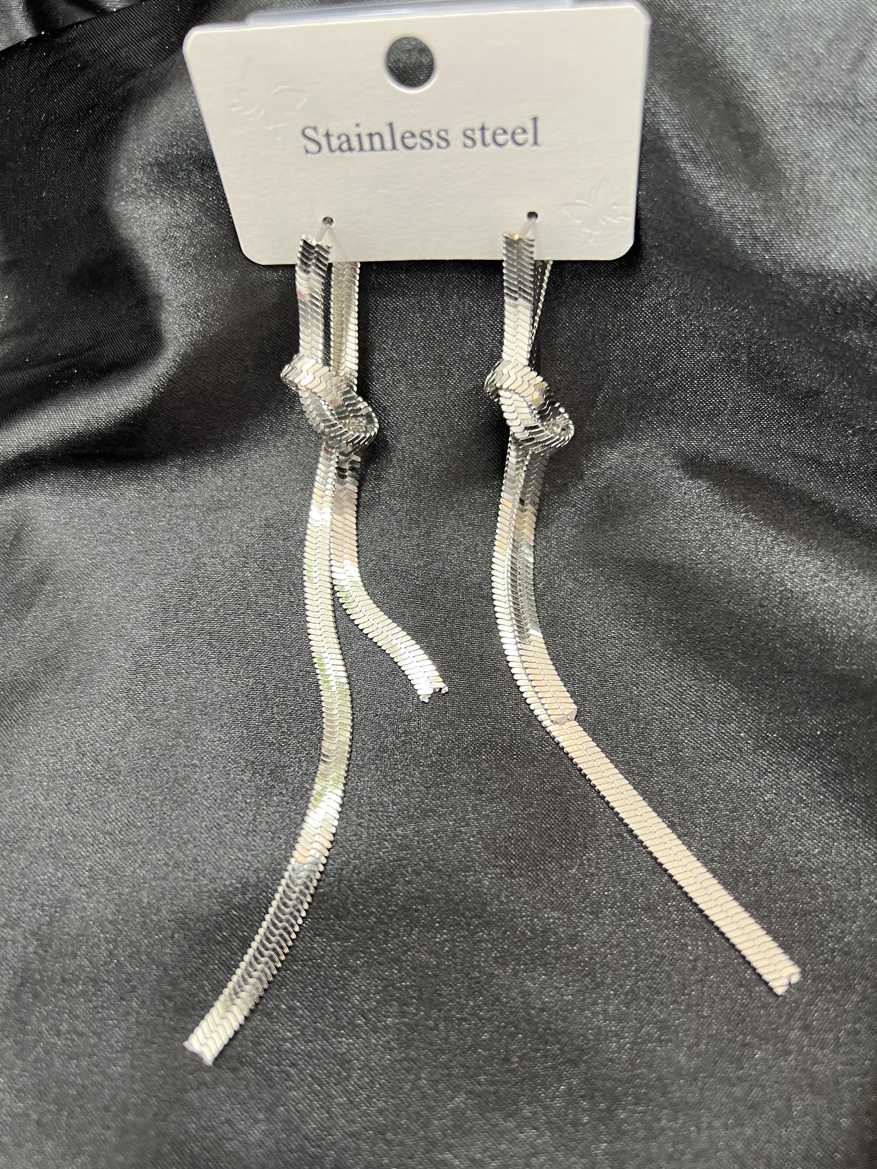 İtalyan zincir küpe gümüş renk çelik