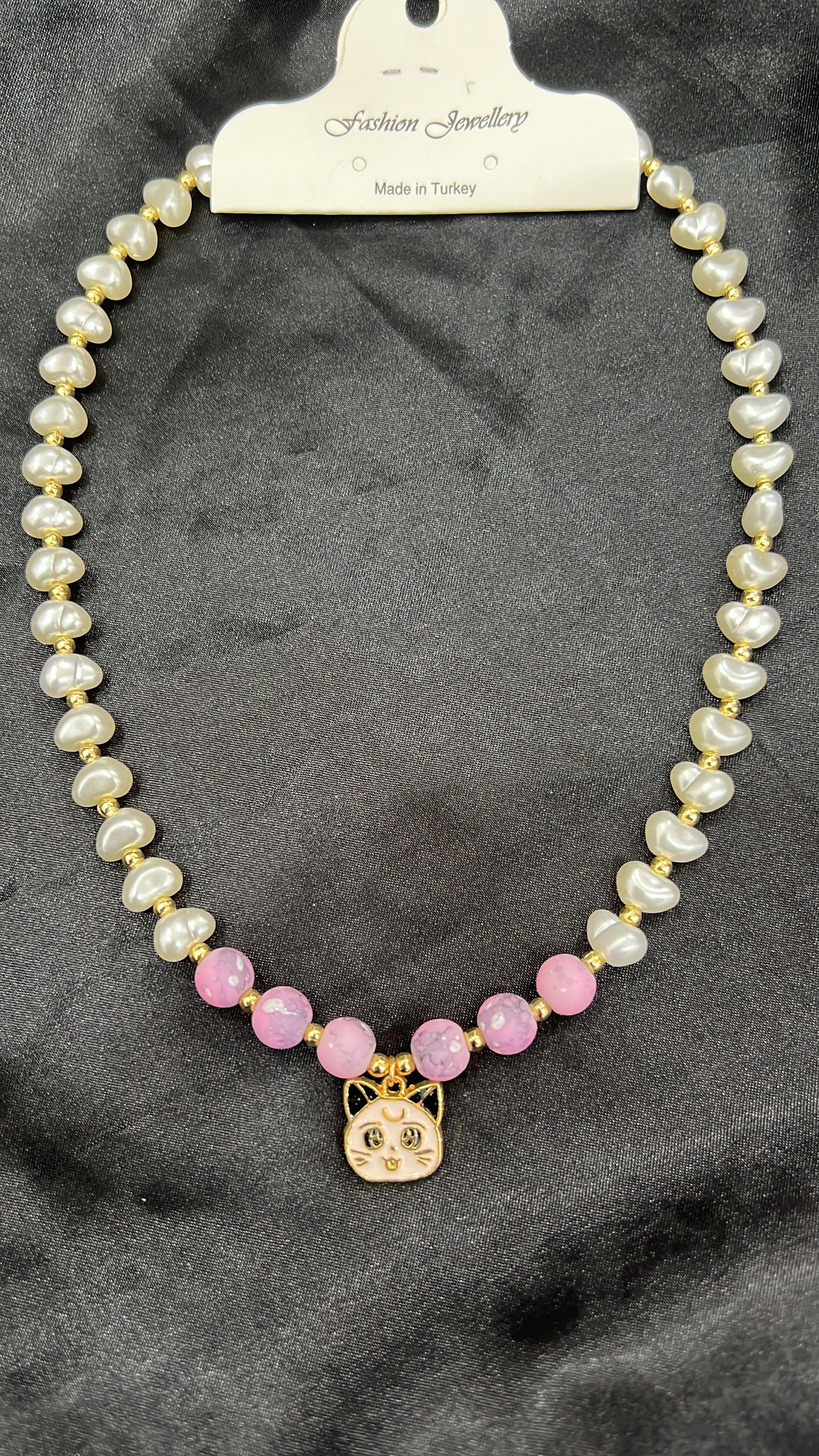 Kedi model boncuklu kolye