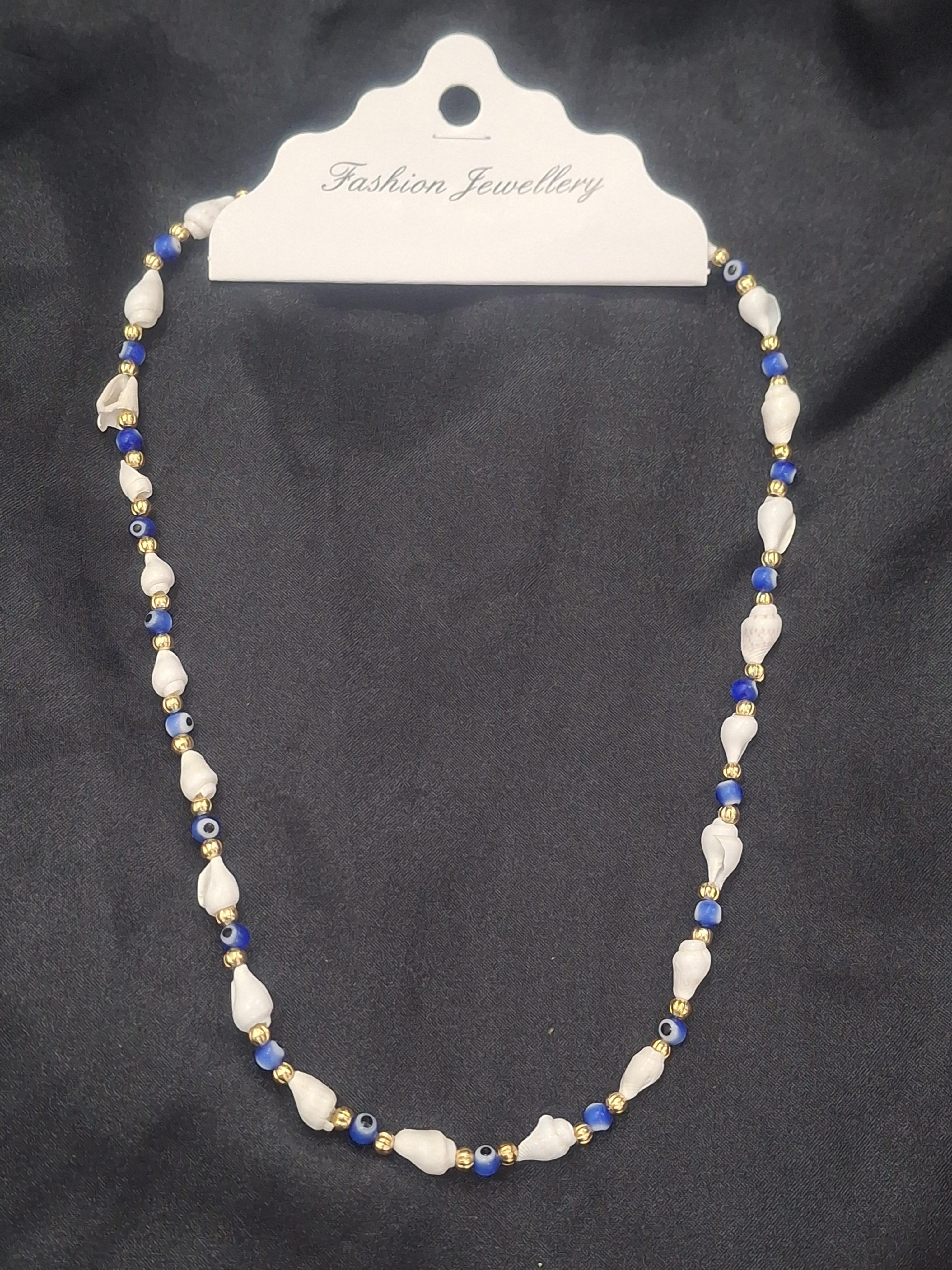 Nazarlı  deniz kabuğu model yaz kolyesi