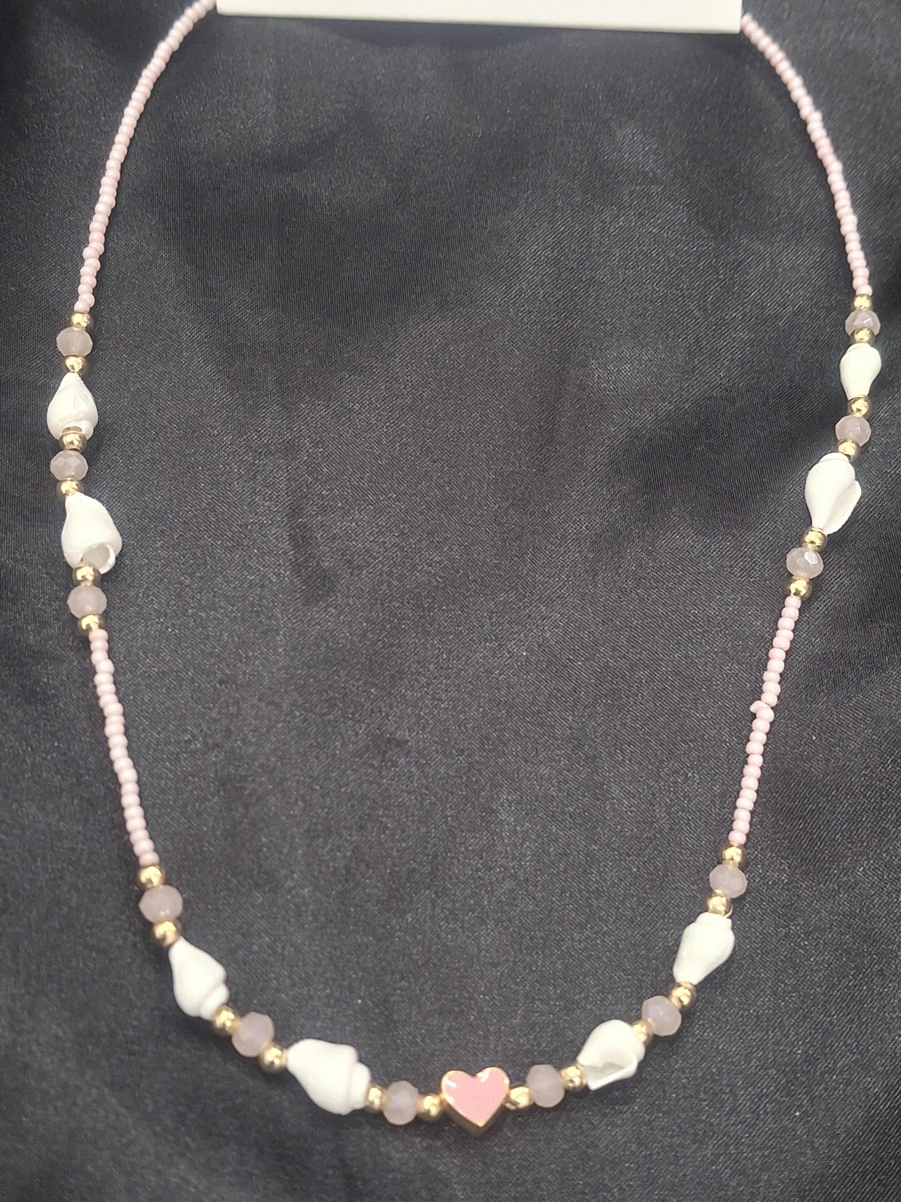 Kalp detay deniz kabuklu yaz kolyesi