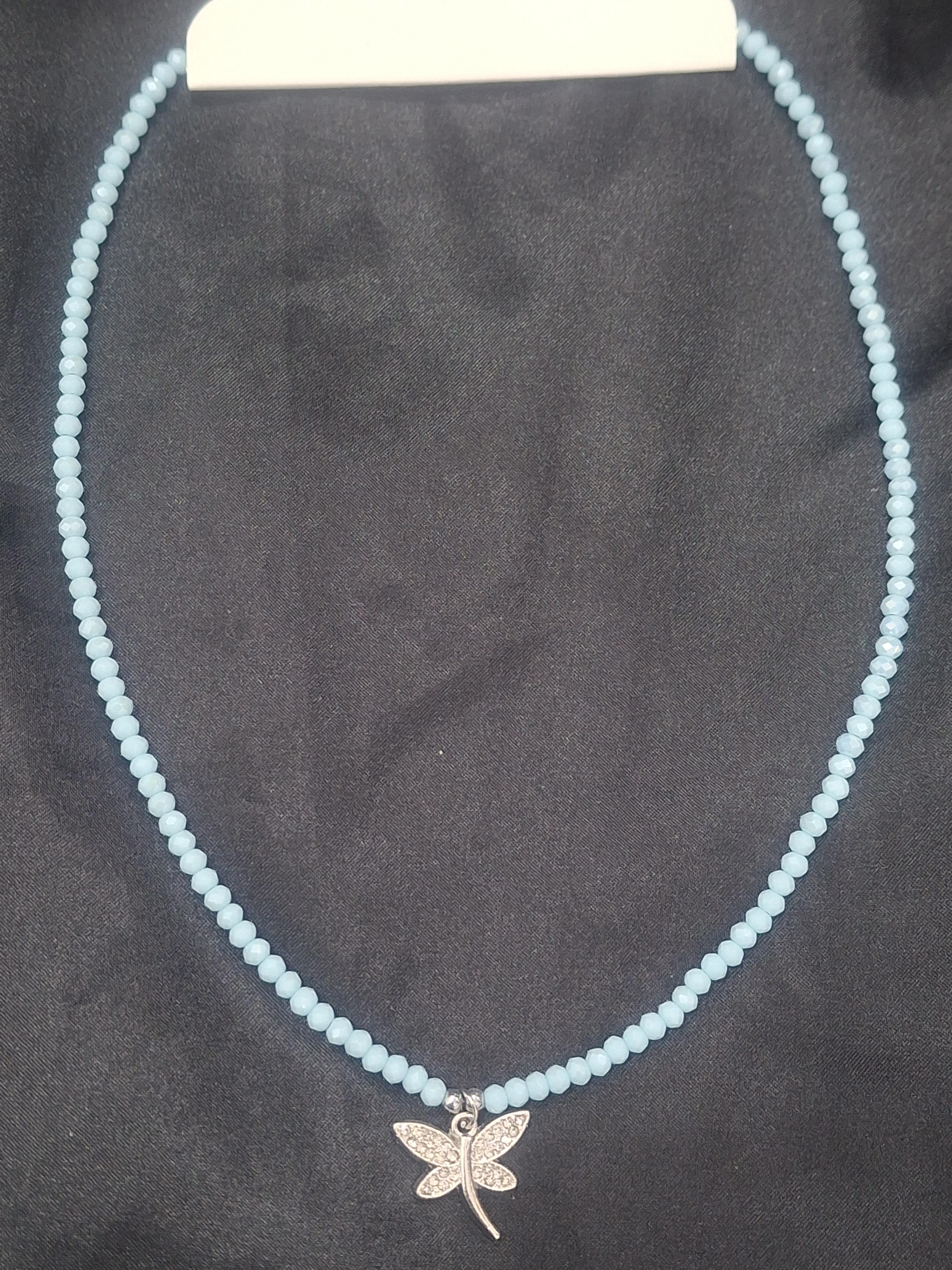 Mavi boncuklu yusufçuk model kolye