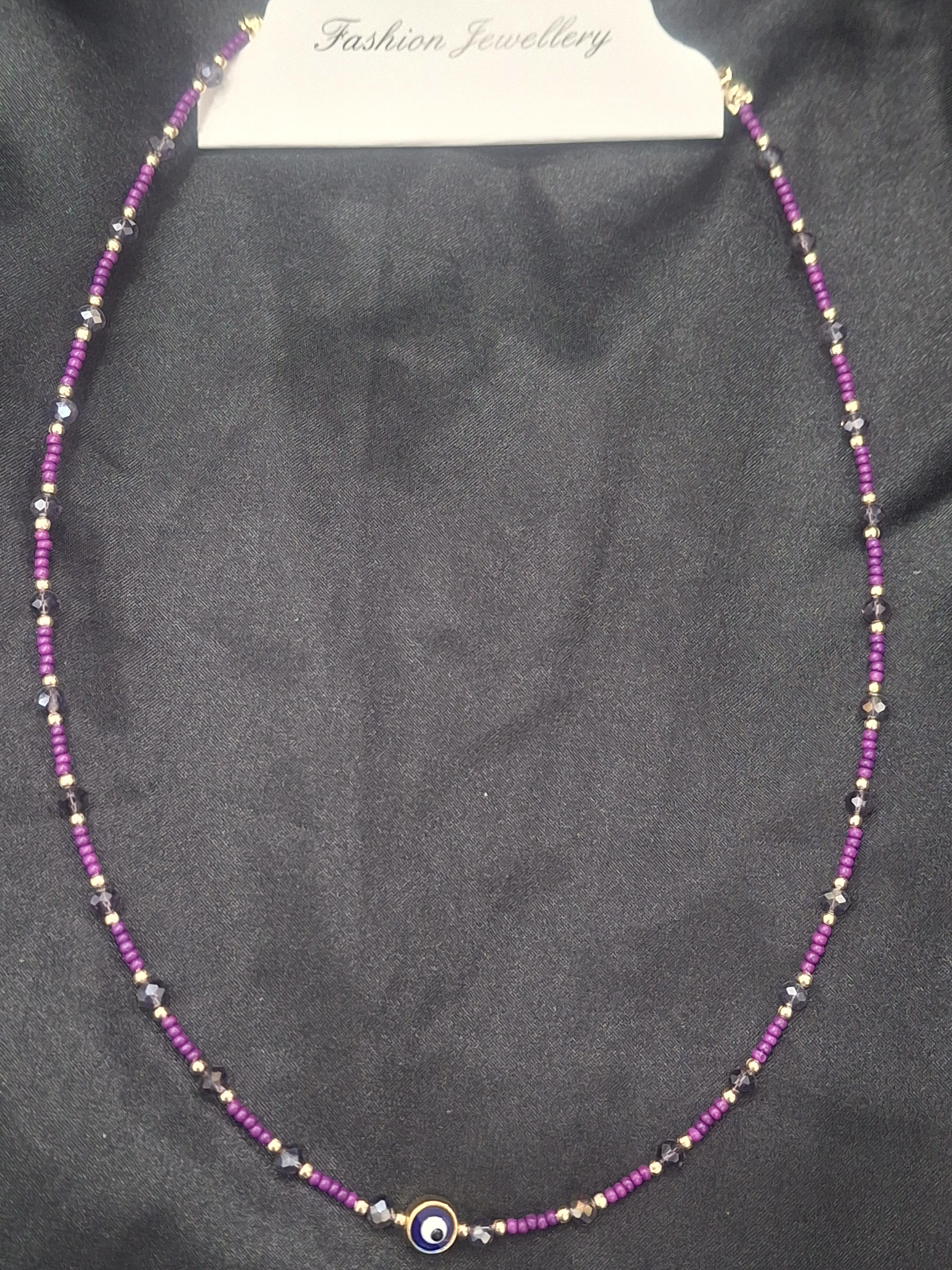 Mor boncuklu göz model kolye