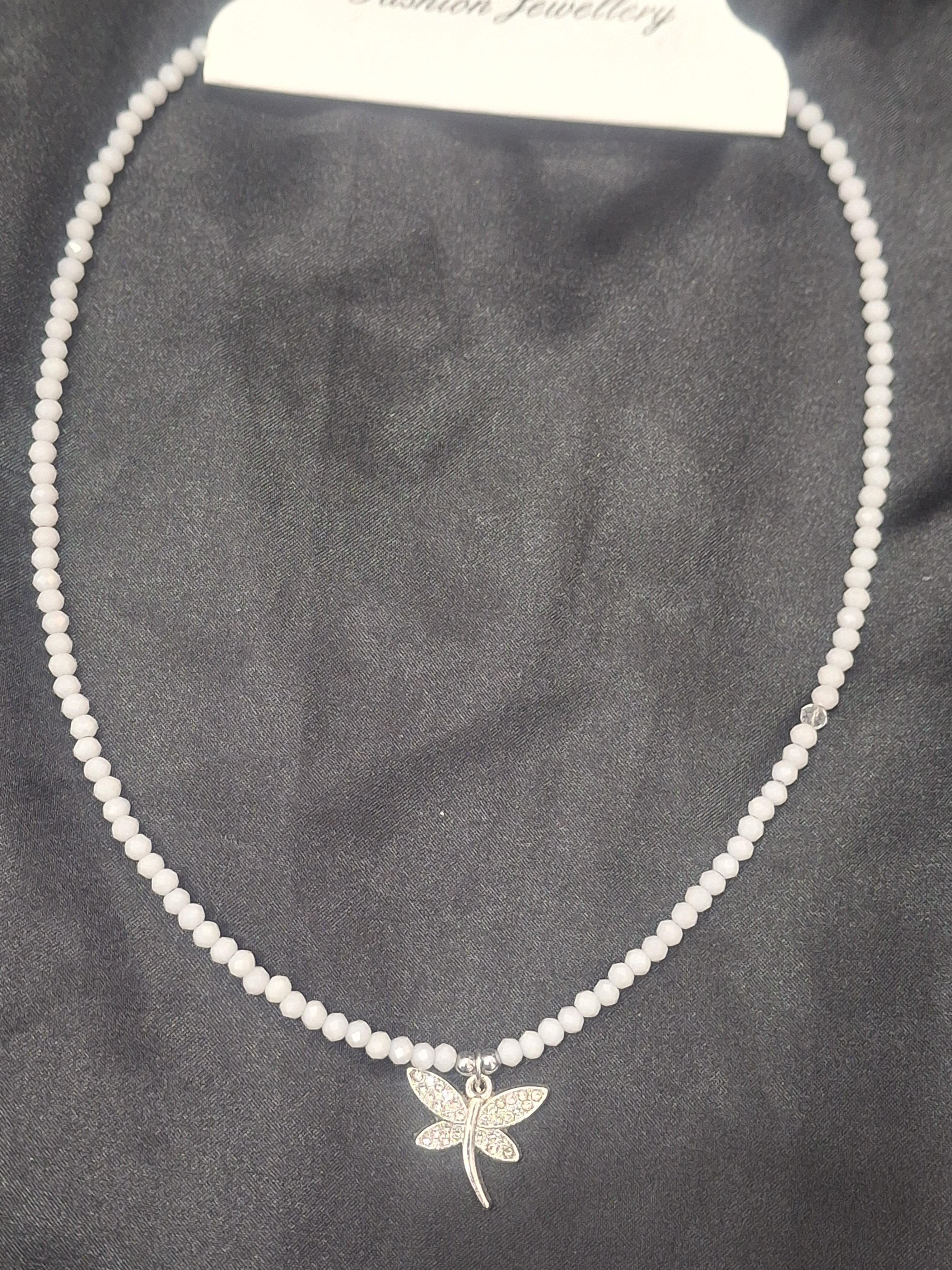 Yusufçuk model gri boncuk kolye