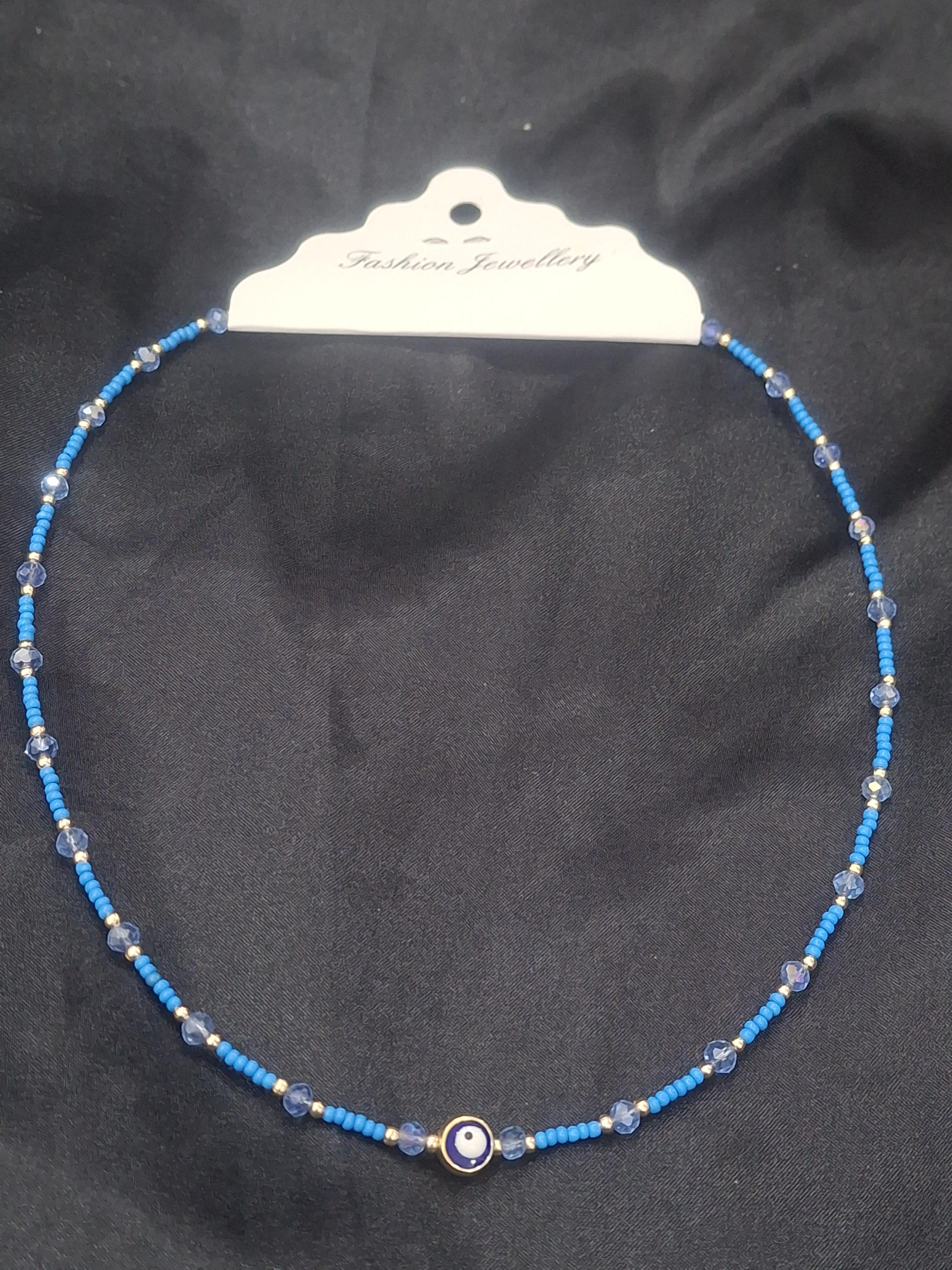 Nazarlı mavi boncuk kolye