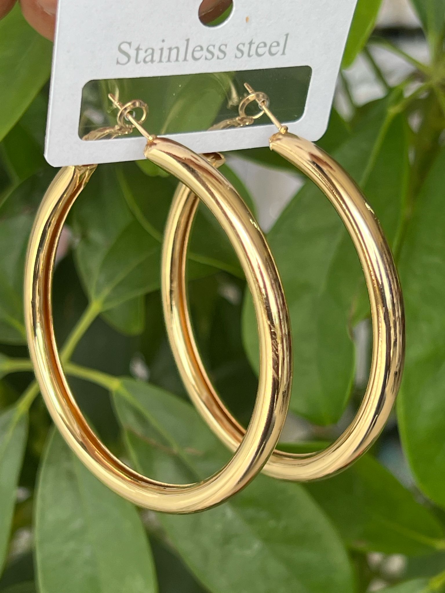 Gold renk boru model çelik halka küpe