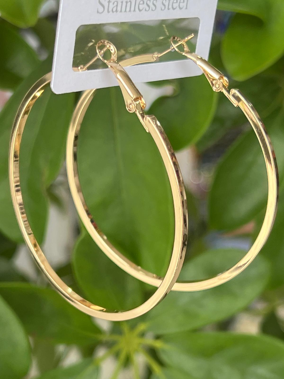 Gold renk çelik halka küpe