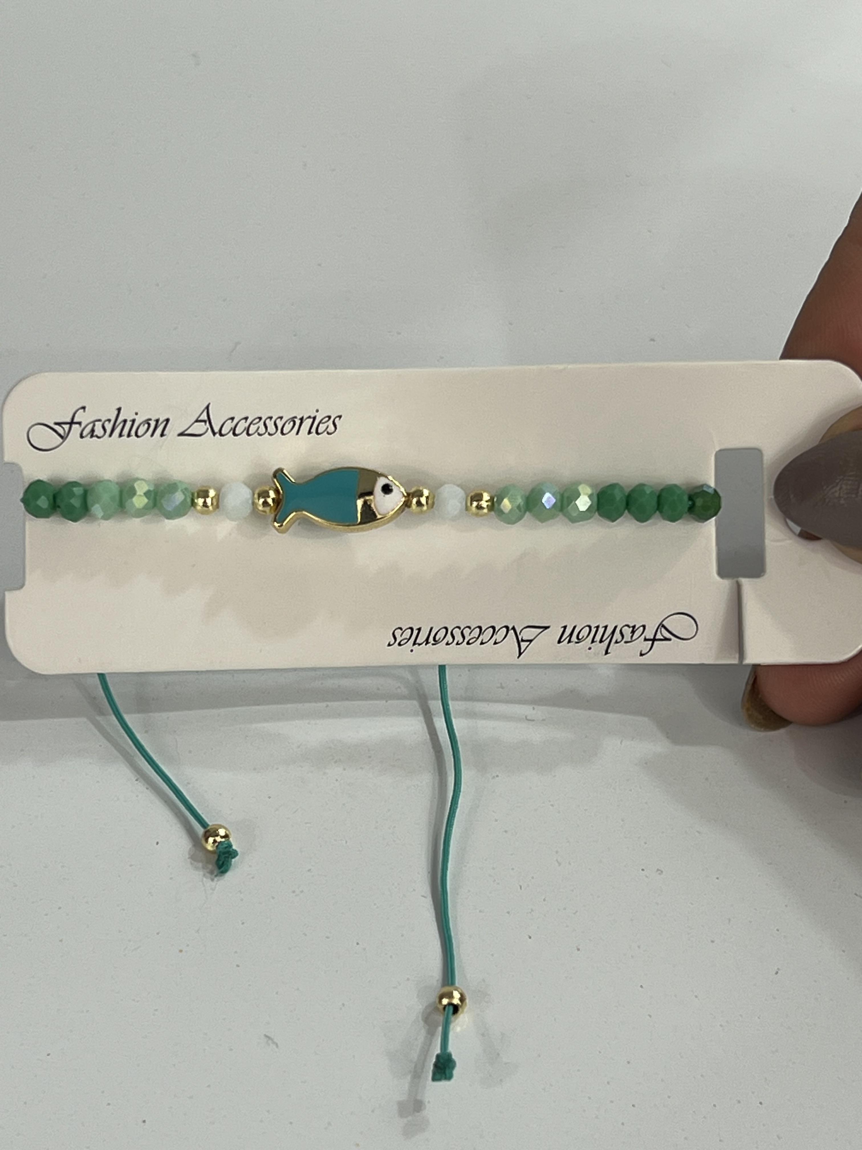 Balık detay turkuaz ipli bileklik