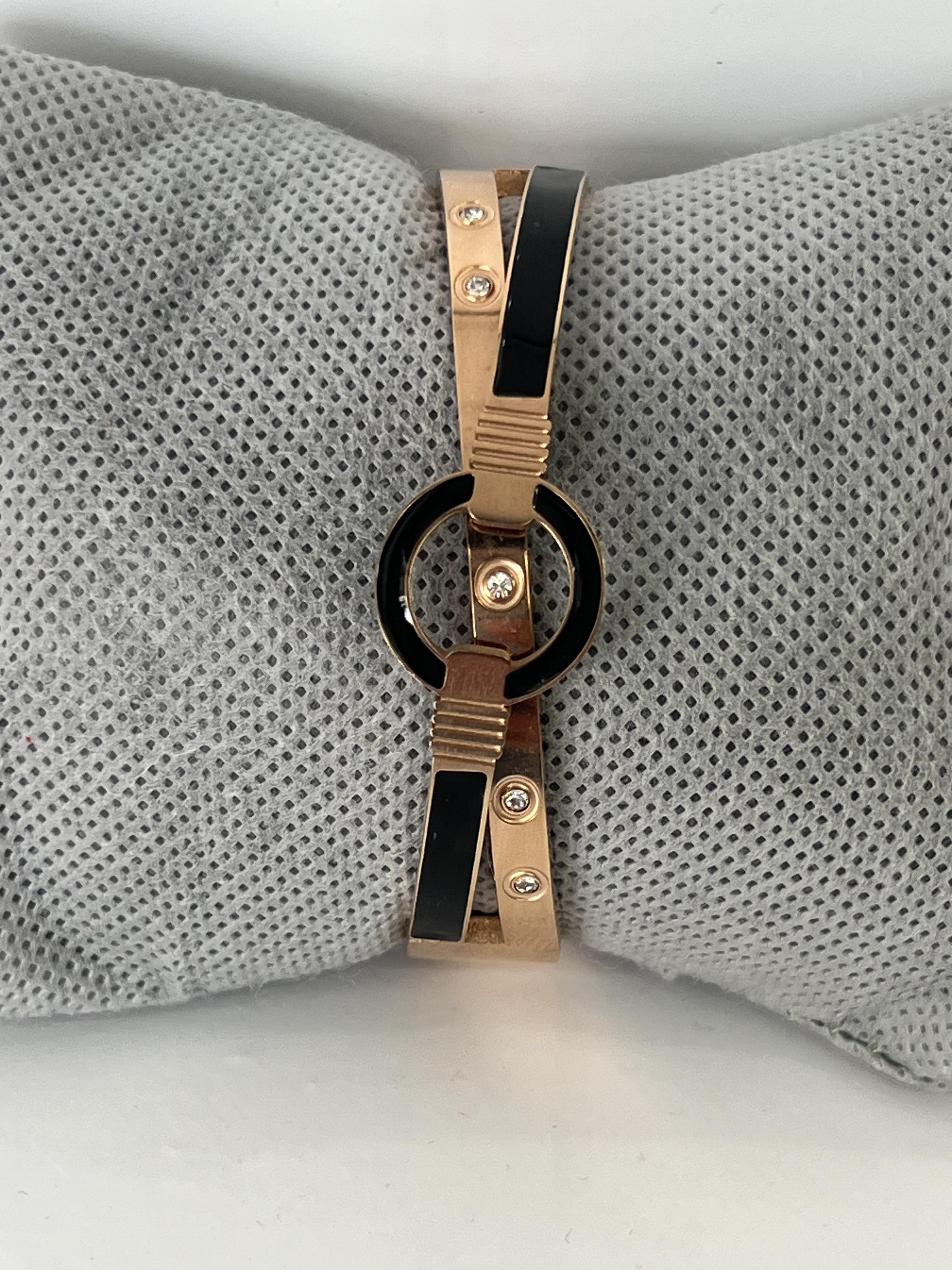 Rose gold siyah detay çelik kelepçe