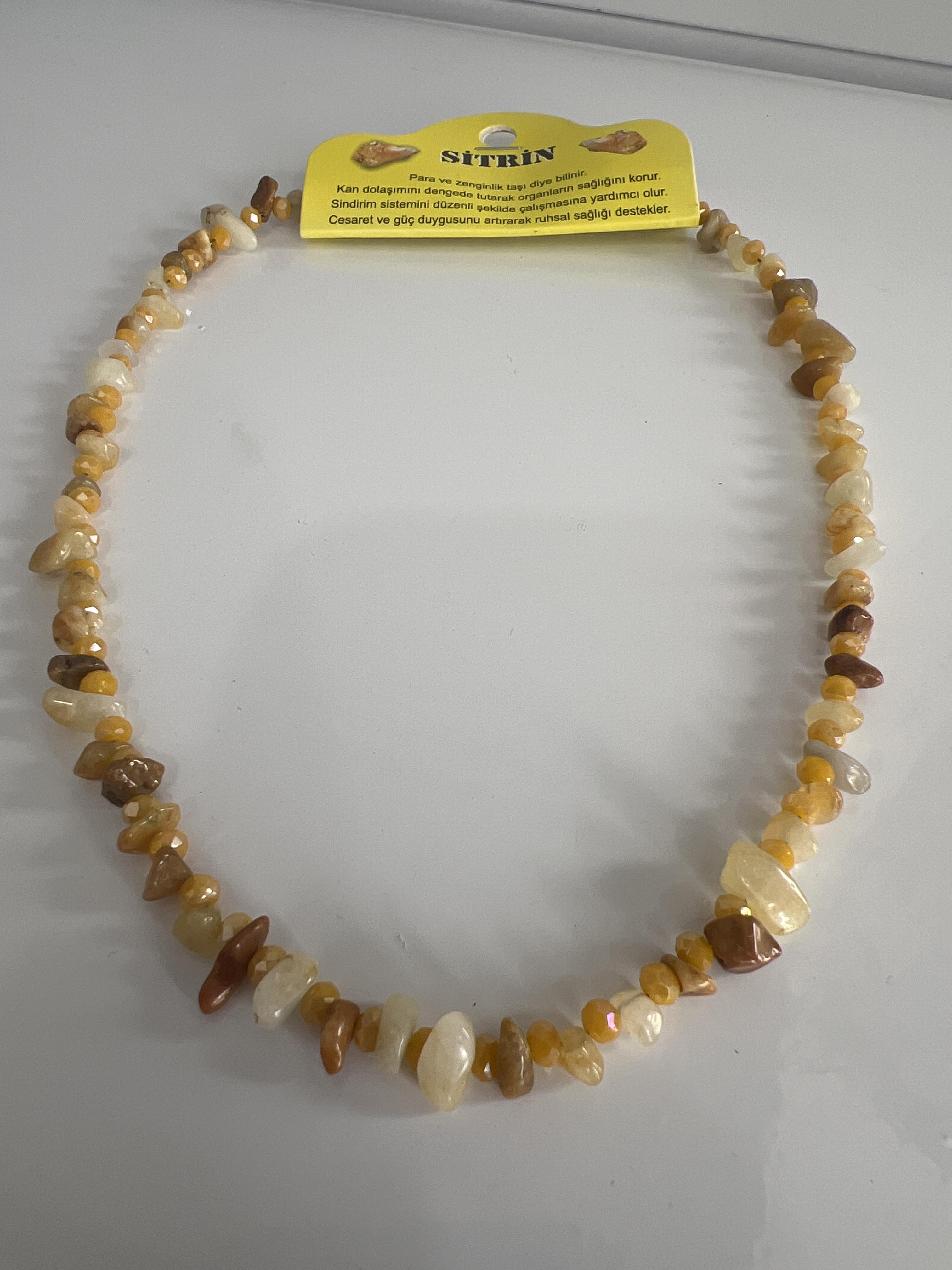 Doğal sitrin taş kolye modeli