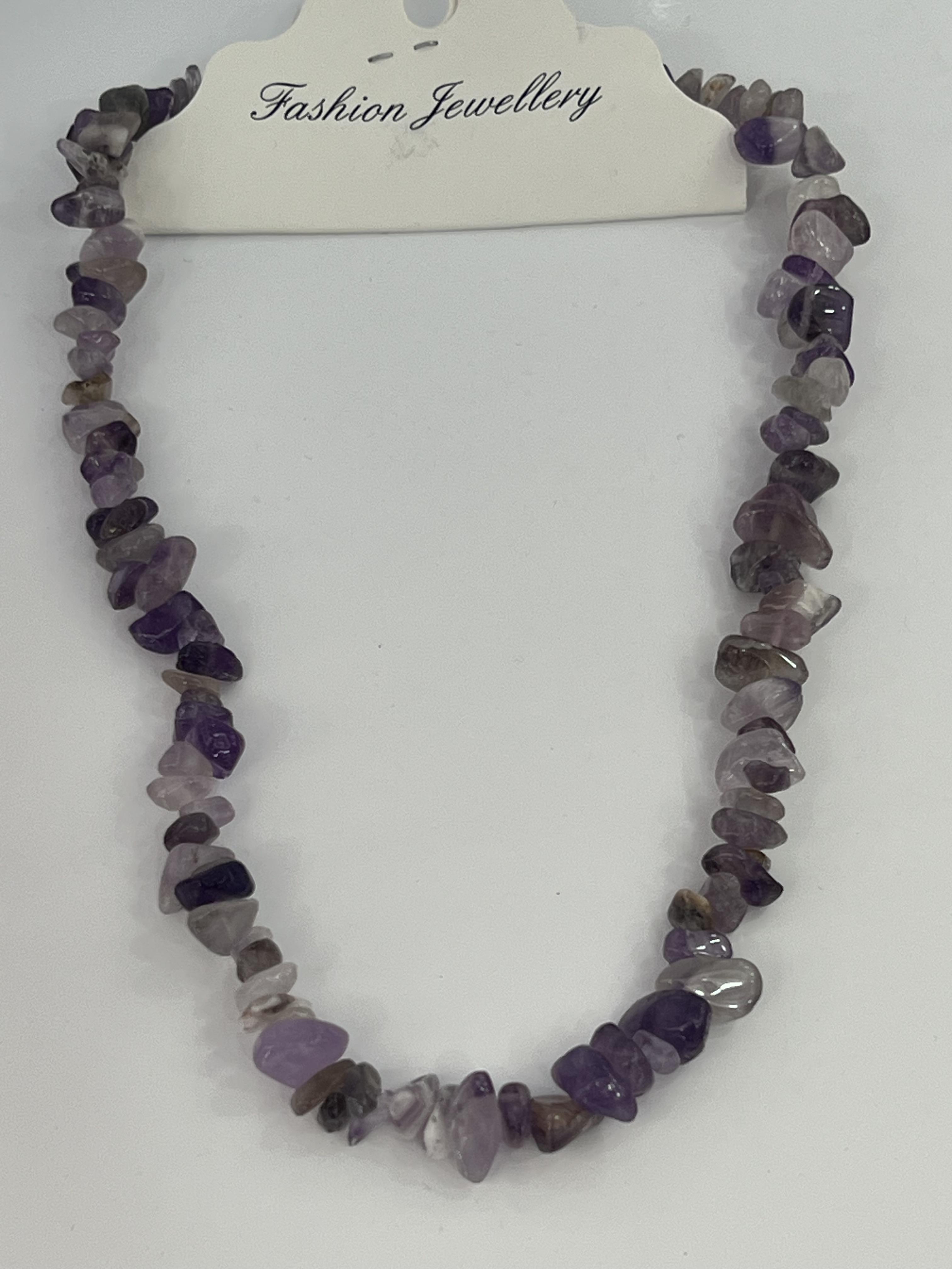 Doğal ametist taşlı kolye