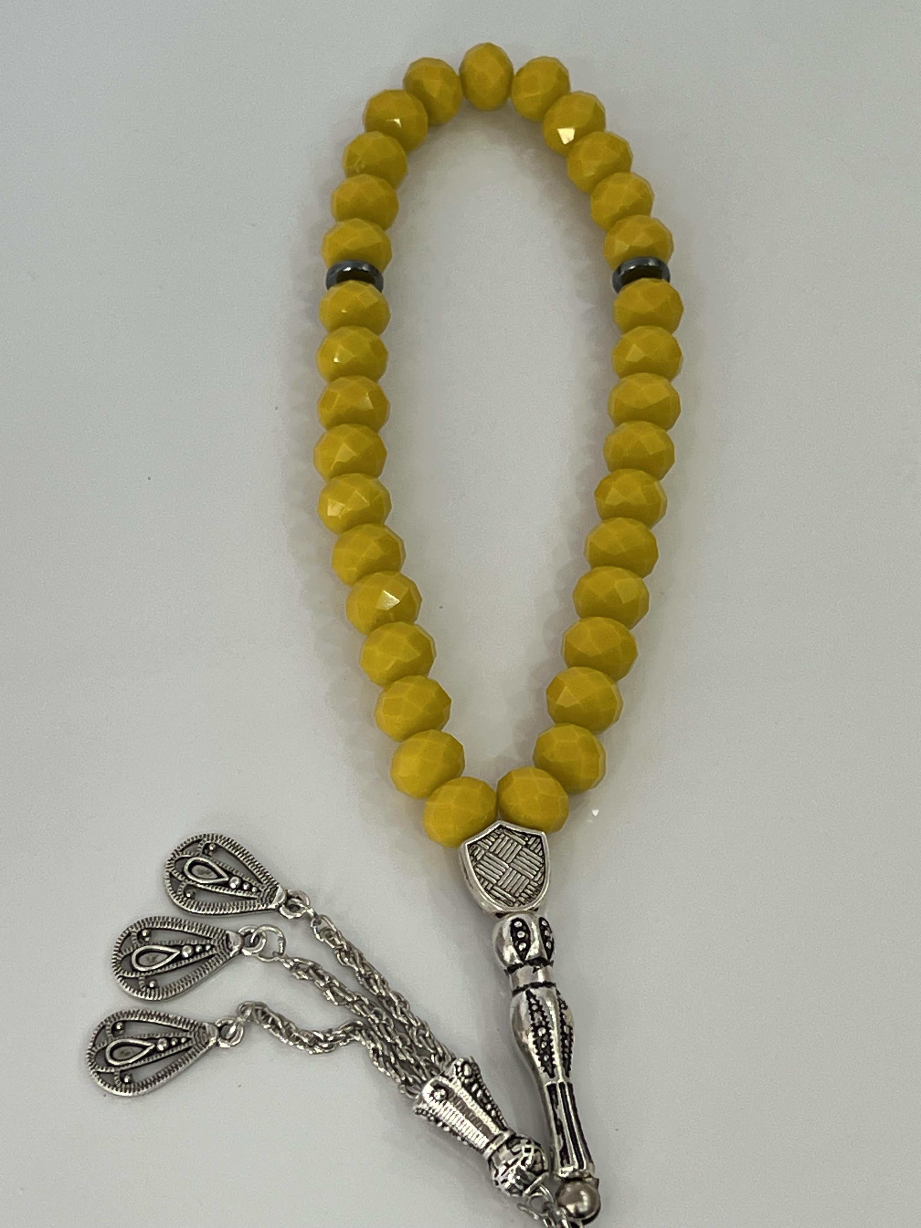 Sarı Çin kristali  taşlı tespih