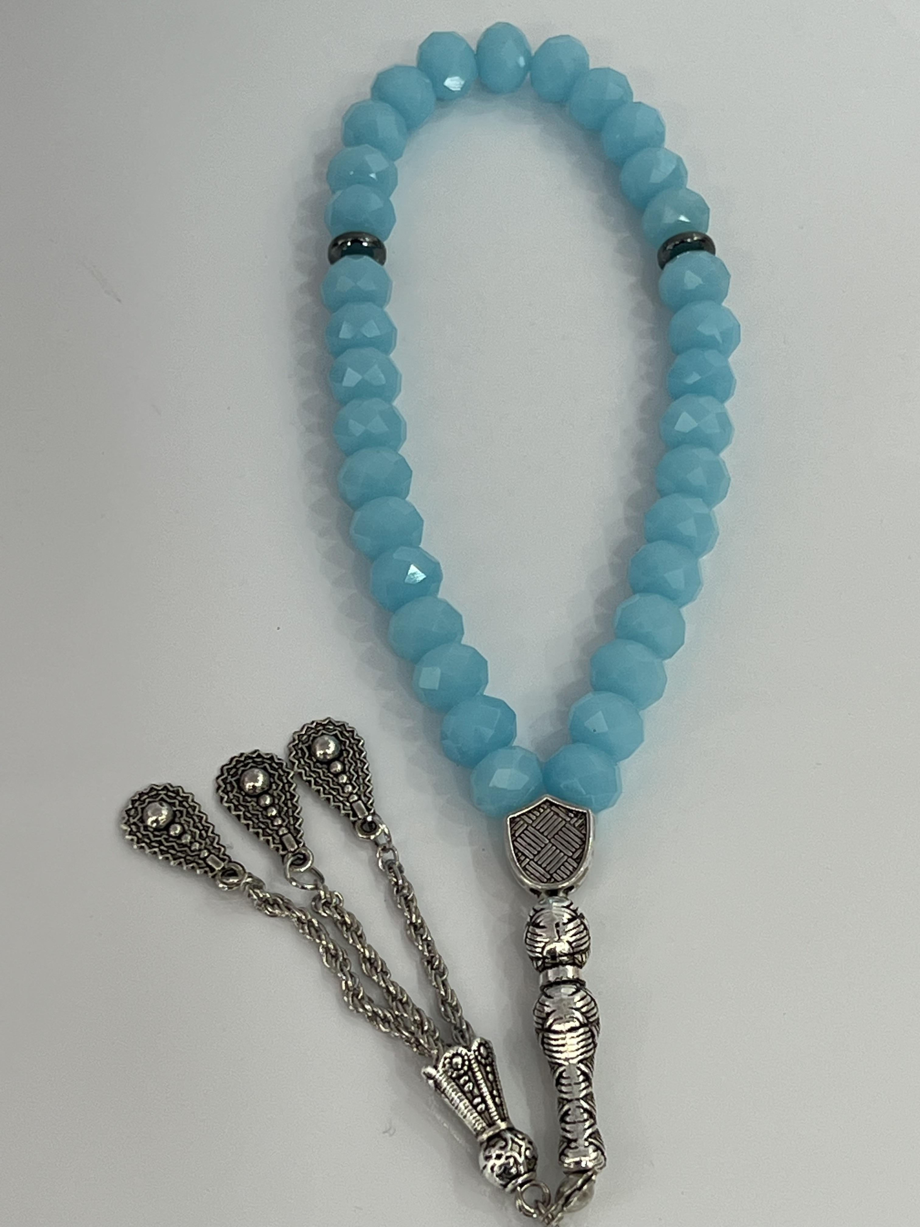 Mavi Çin kristali boncuk tespih