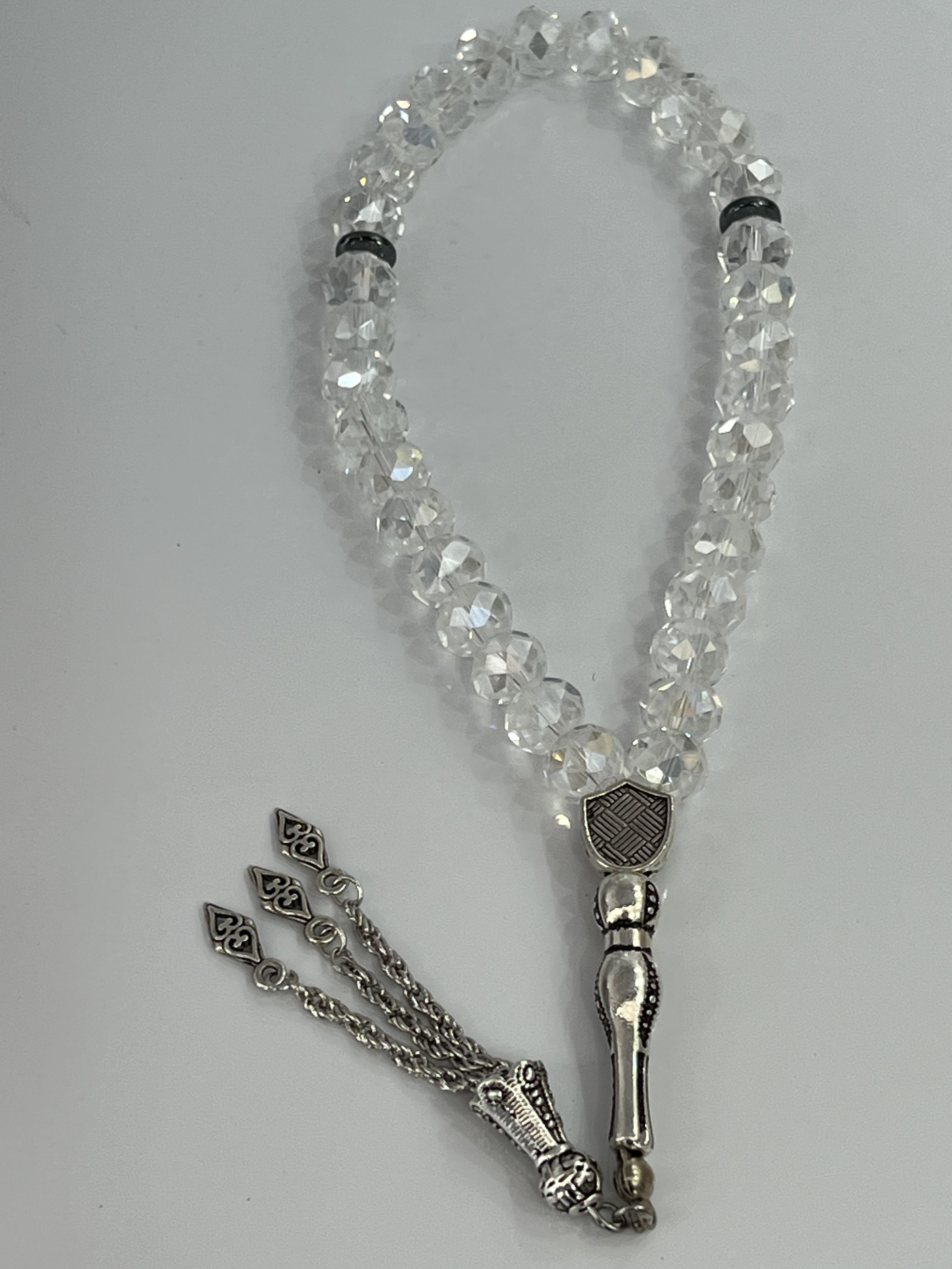 Şeffaf parlak Çin kristali  boncuklu tespih