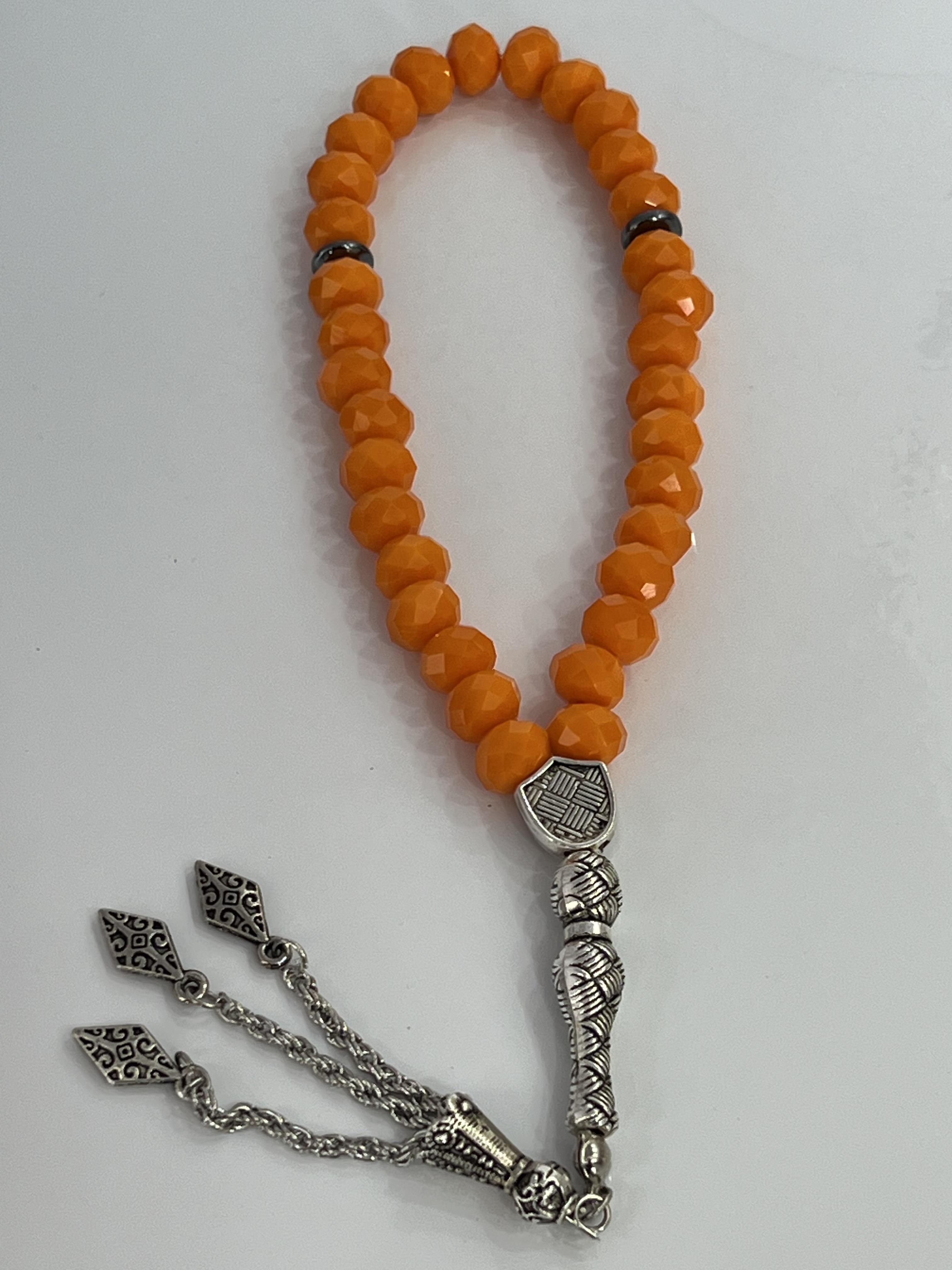 Turuncu Çin kristali  boncuklu tespih