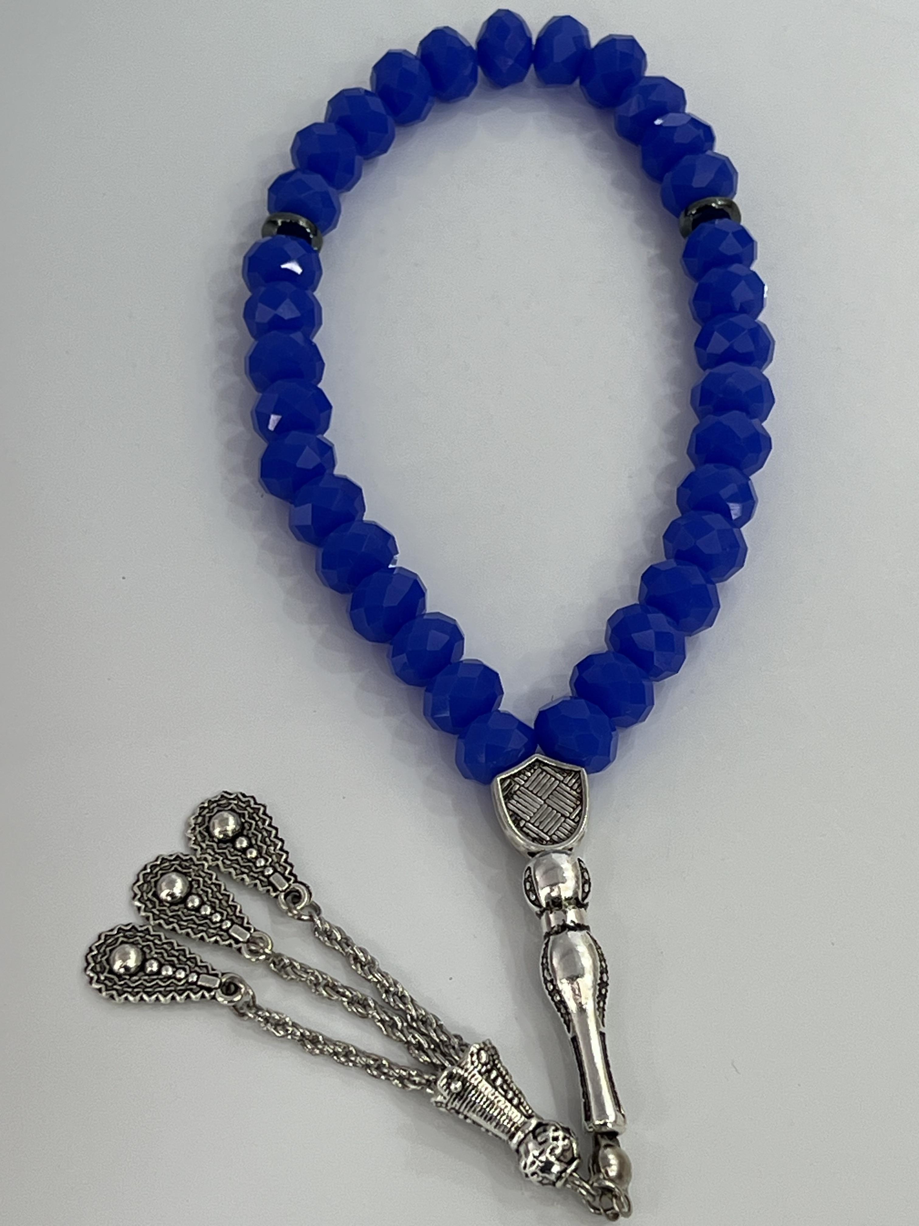 Mavi Çin kristali boncuklu tespih