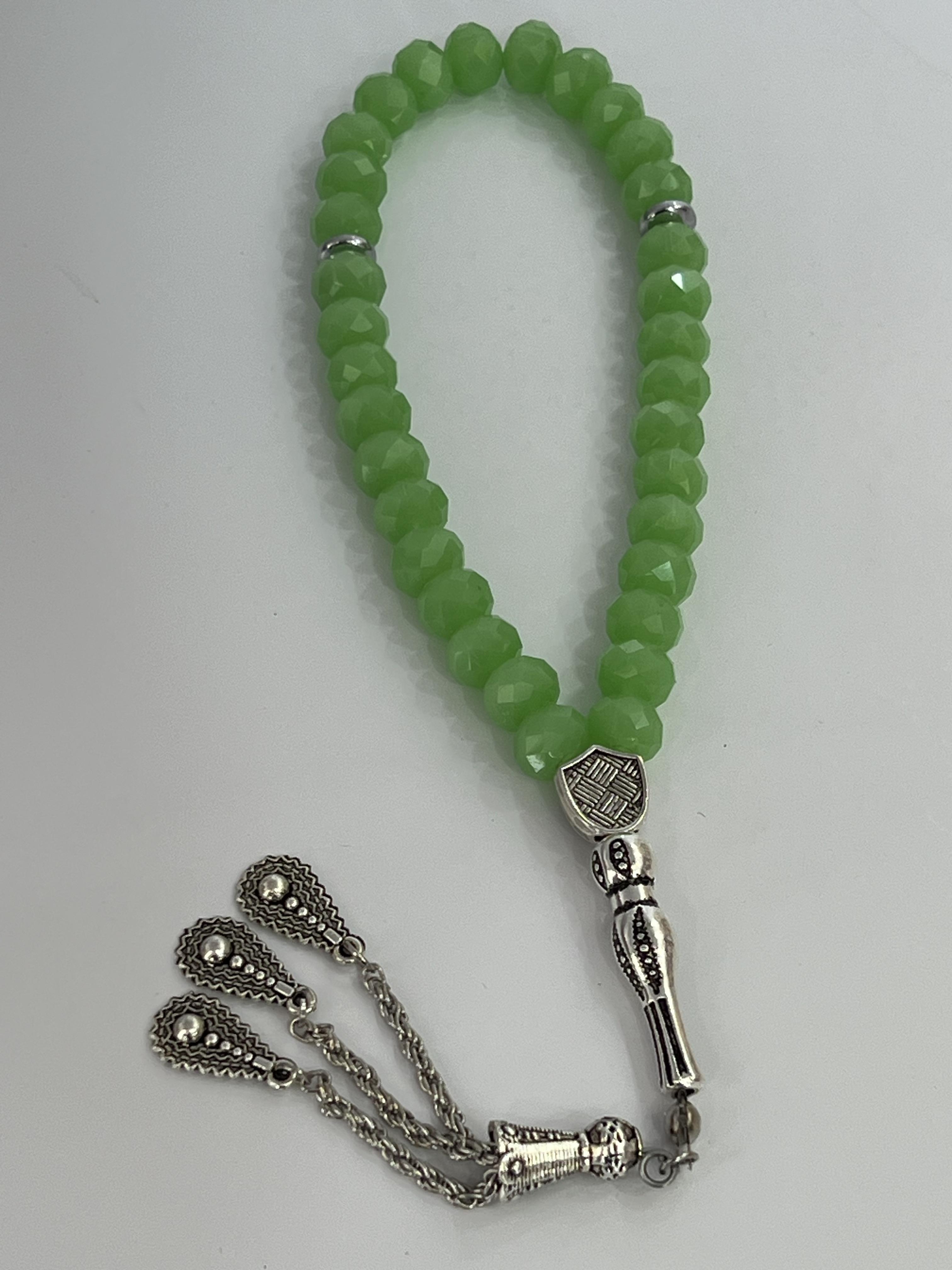 Yeşil Çin kristali boncuklu tespih