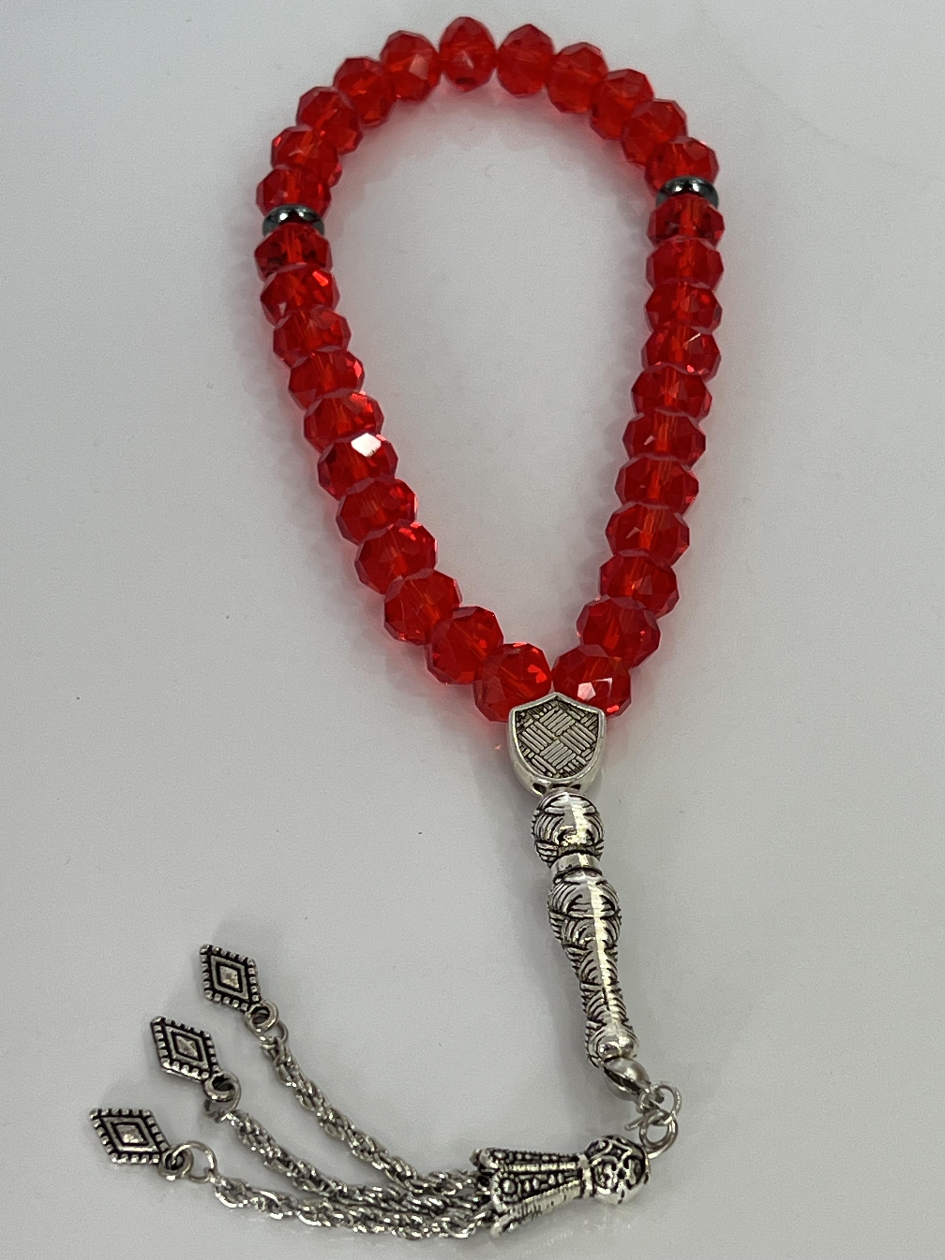 Kırmızı Çin kristali tespih