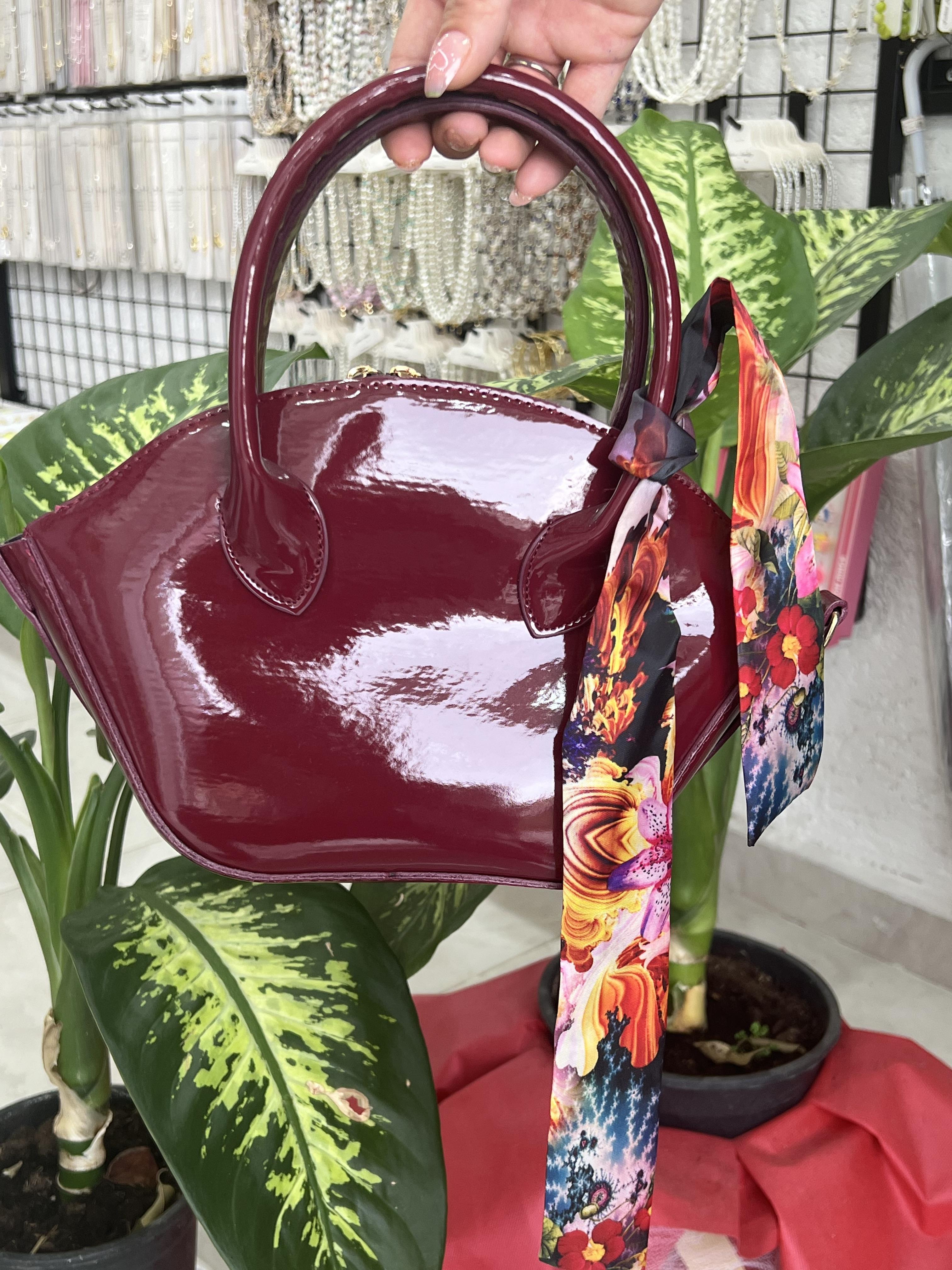 Bordo renk zara model ve kurdele detay çanta